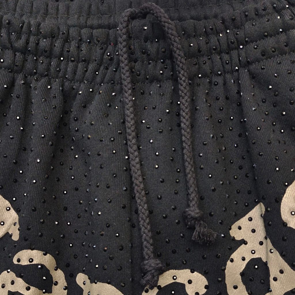 Sp5der Black Rhinestone Logo Sweatpants OKZY2026129