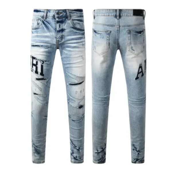 Amiri Light Wash Distressed Denim OKZY202612