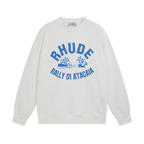 Rhude White Rally Di Atacaia Racing Crewneck Sweatshirt OKZY20261302