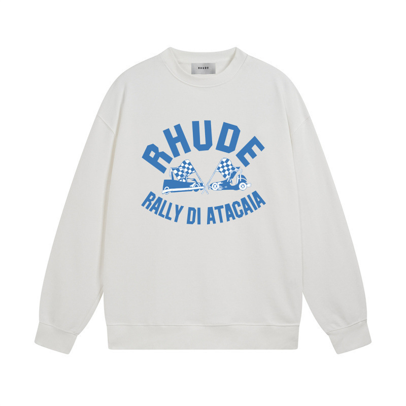 Rhude White Rally Di Atacaia Racing Crewneck Sweatshirt OKZY20261302