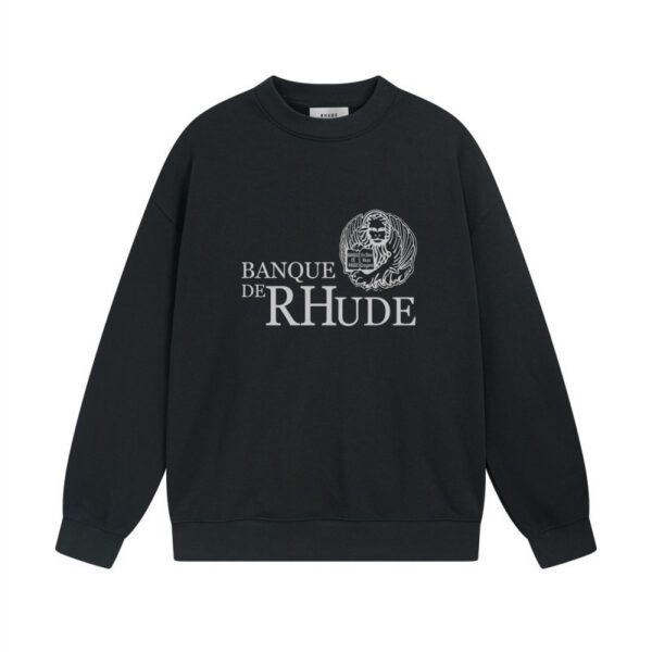Rhude Black Banque De Rhude Lion Print Crewneck Sweatshirt OKZY20261303