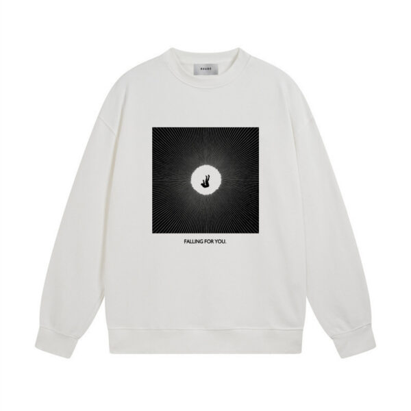 Rhude White Falling For You Graphic Crewneck Sweatshirt OKZY20261304