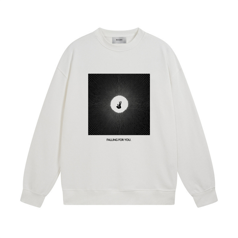 Rhude White Falling For You Graphic Crewneck Sweatshirt OKZY20261304
