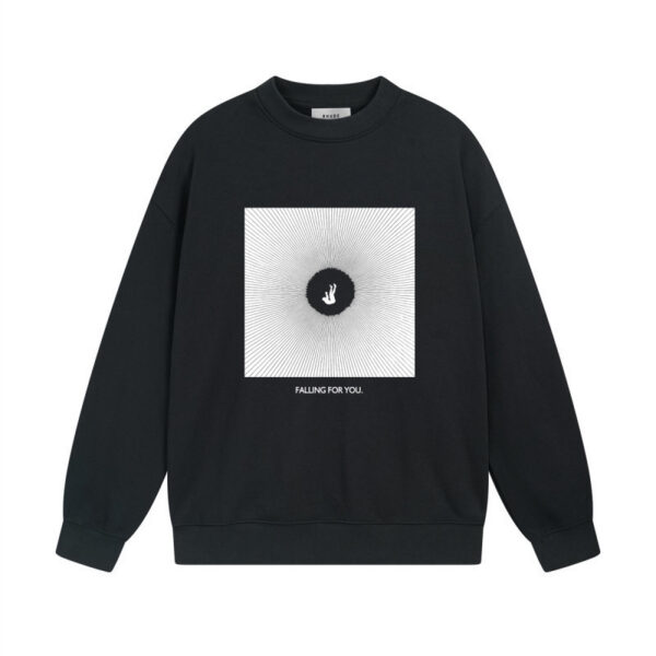 Rhude Black Falling For You Graphic Crewneck Sweatshirt OKZY20261305