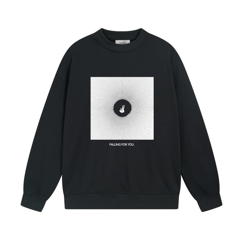 Rhude Black Falling For You Graphic Crewneck Sweatshirt OKZY20261305