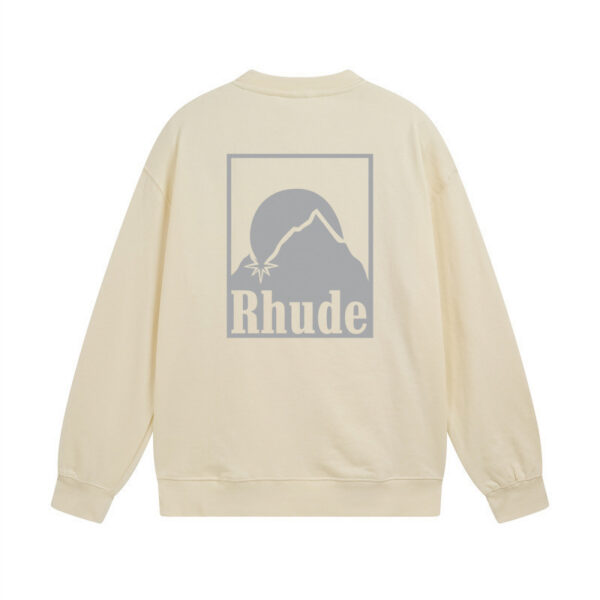 Rhude Cream Mountain Sunset Back Print Crewneck Sweatshirt OKZY20261306