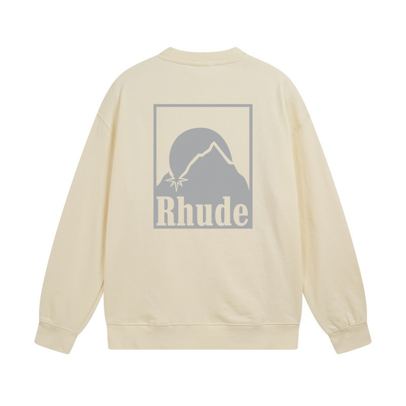 Rhude Cream Mountain Sunset Back Print Crewneck Sweatshirt OKZY20261306