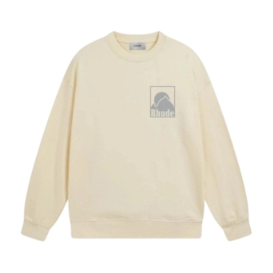 Rhude Cream Mountain Sunset Back Print Crewneck Sweatshirt OKZY20261306