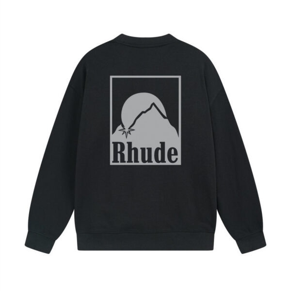 Rhude Black Mountain Sunset Back Print Crewneck Sweatshirt OKZY20261307