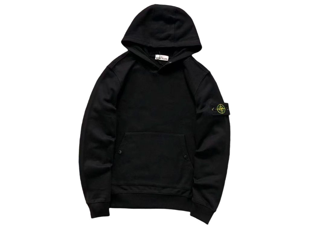Stone Island Black Button Collar Hoodie OKZY20261309