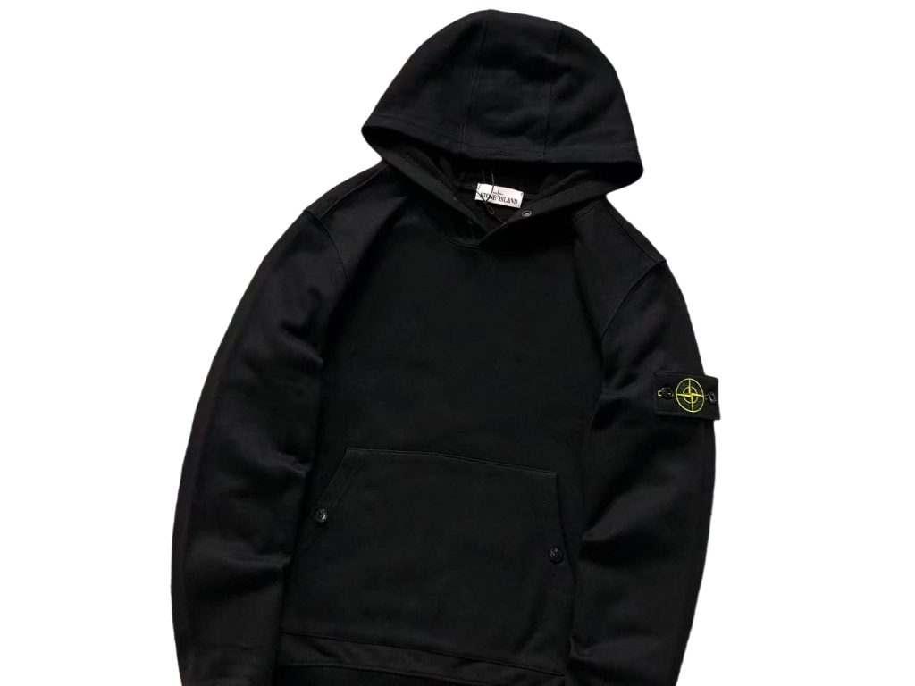 Stone Island Black Button Collar Hoodie OKZY20261309
