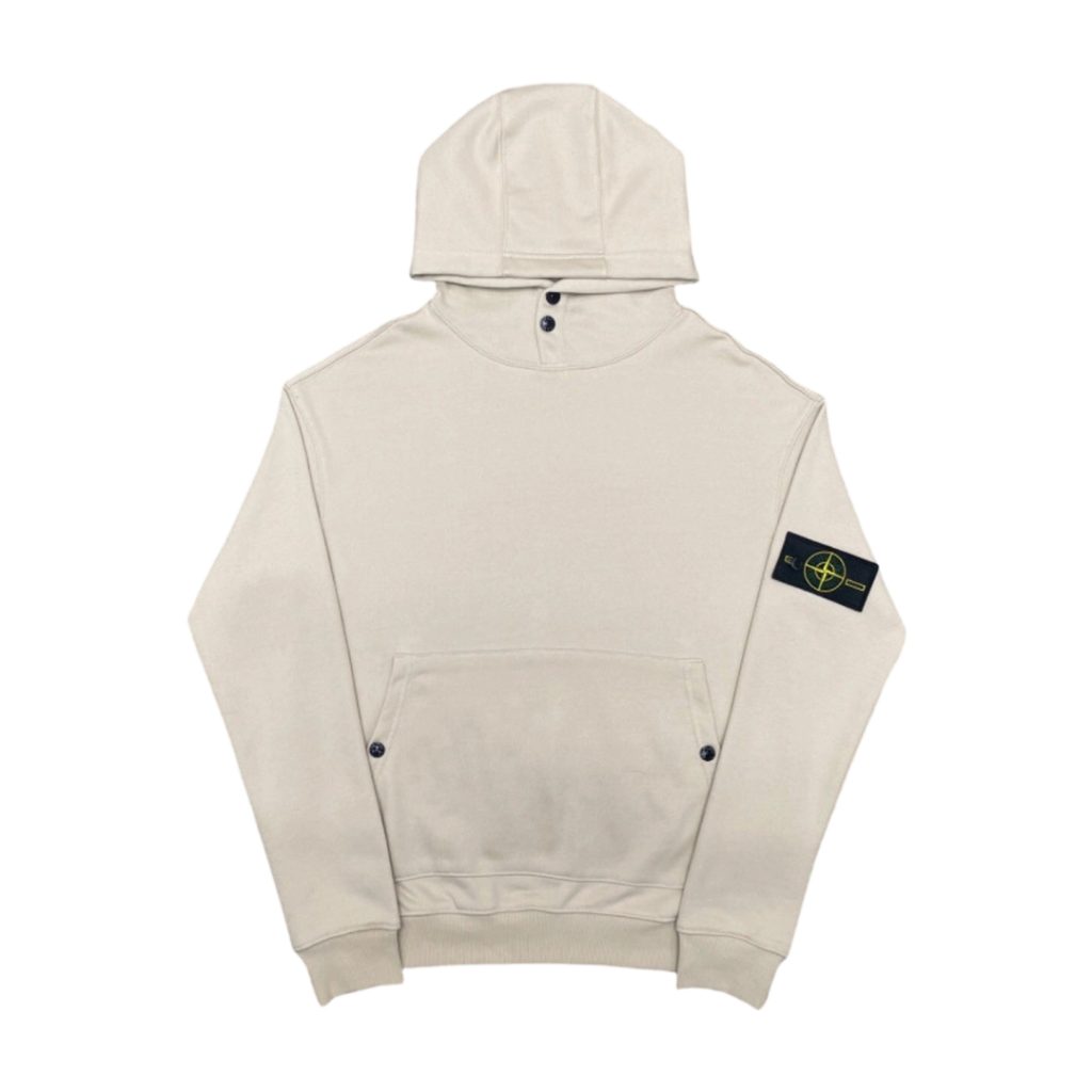 Stone Island Beige Button Collar Hoodie OKZY20261310