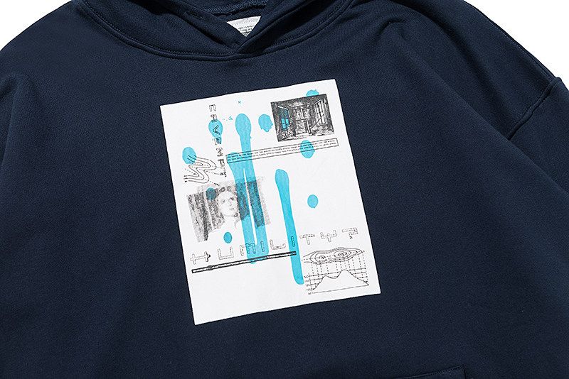 Cav Empt Navy Color Block Art Print Hoodie OKZY20261320