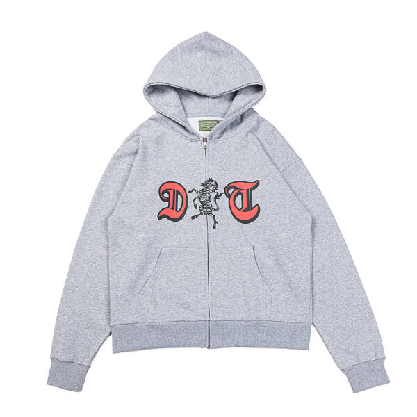 Denim Tears Grey D&T Zebra Print Zip Up Hoodie OKZY20261322