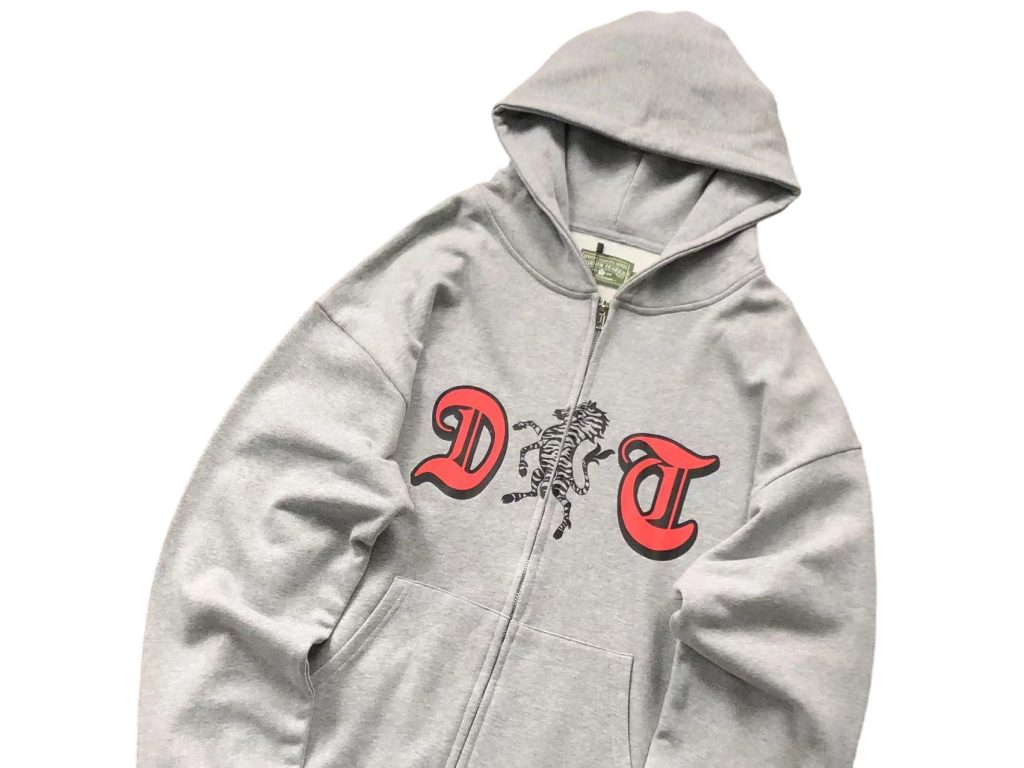 Denim Tears Grey D&T Zebra Print Zip Up Hoodie OKZY20261322