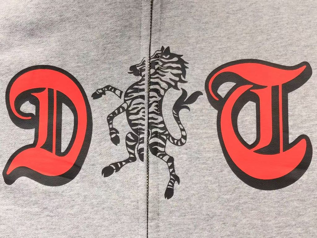 Denim Tears Grey D&T Zebra Print Zip Up Hoodie OKZY20261322