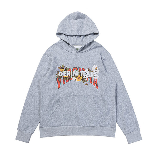 Denim Tears Grey Virginia Floral Print Hoodie OKZY20261324