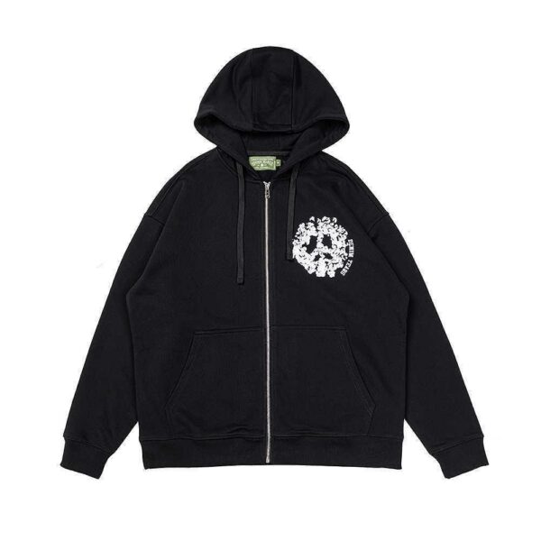 Denim Tears Black Peace Skull Zip Up Hoodie OKZY20261326