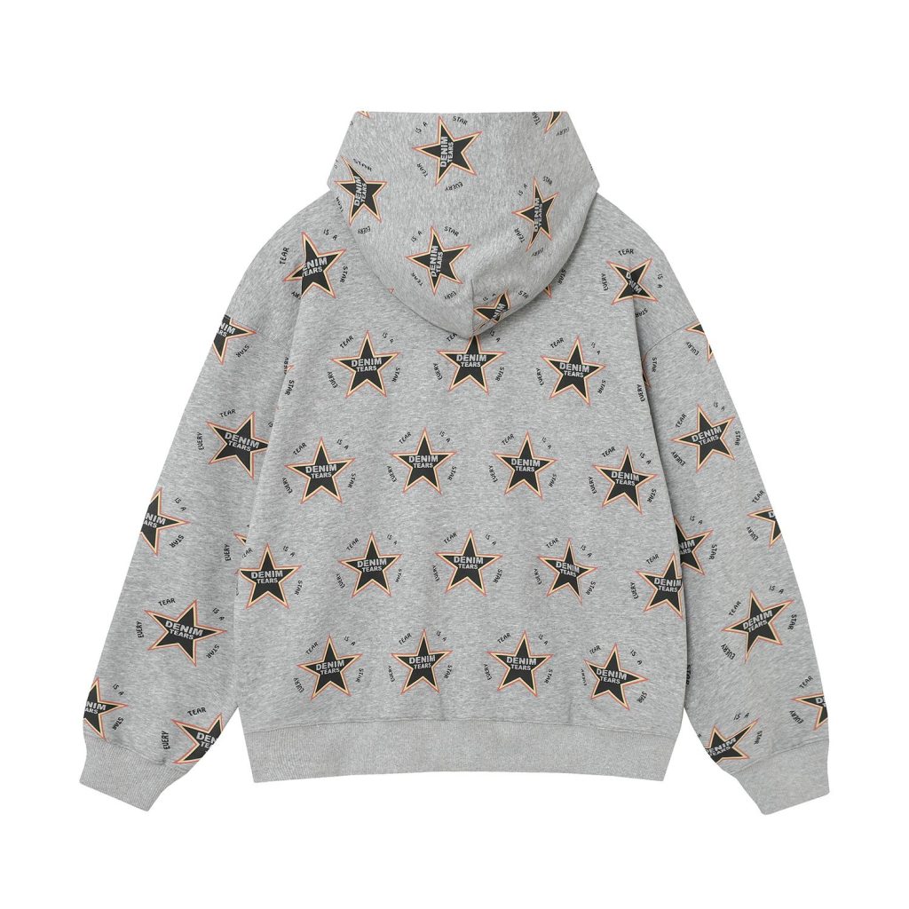 Denim Tears Grey All Over Star Print Hoodie OKZY20261327