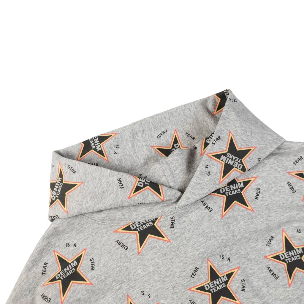 Denim Tears Grey All Over Star Print Hoodie OKZY20261327