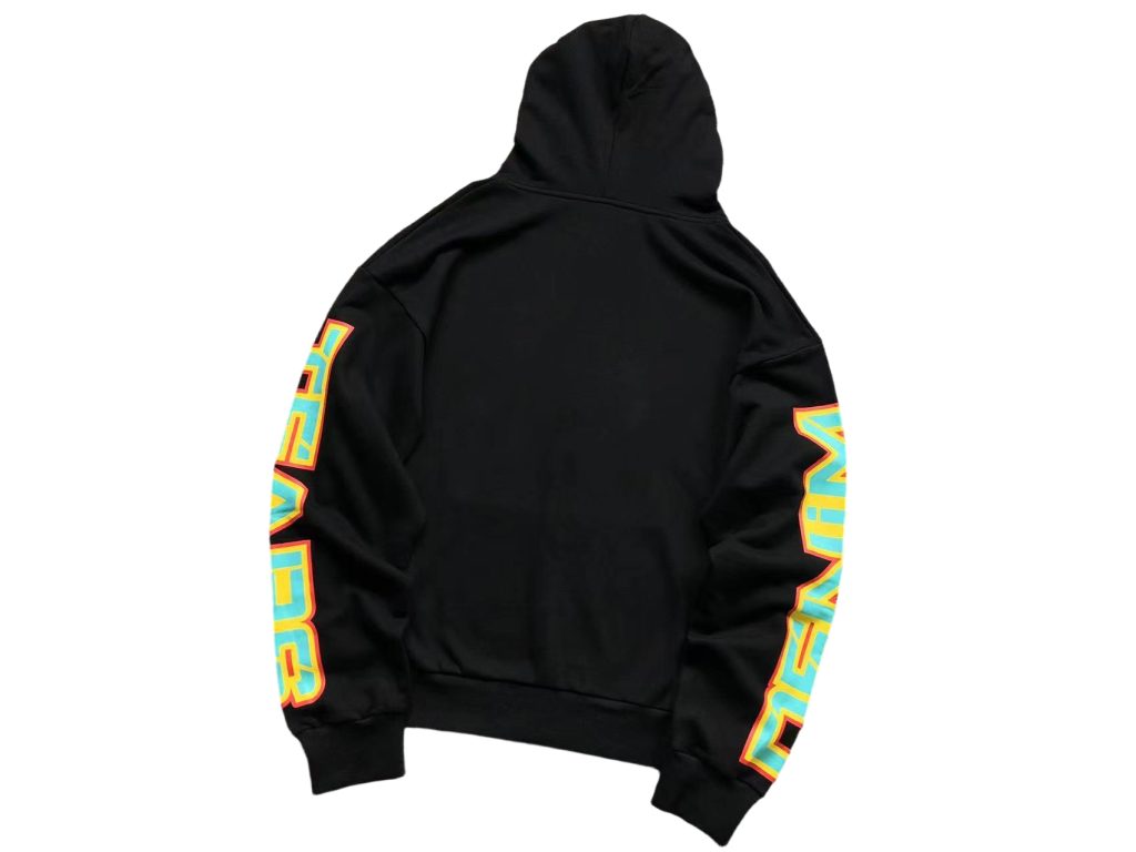 Denim Tears Black Sleeve Colorful Letter Zip Up Hoodie OKZY20261329