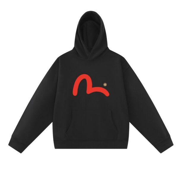 Evisu Black Red Seagull Logo Hoodie OKZY20261333