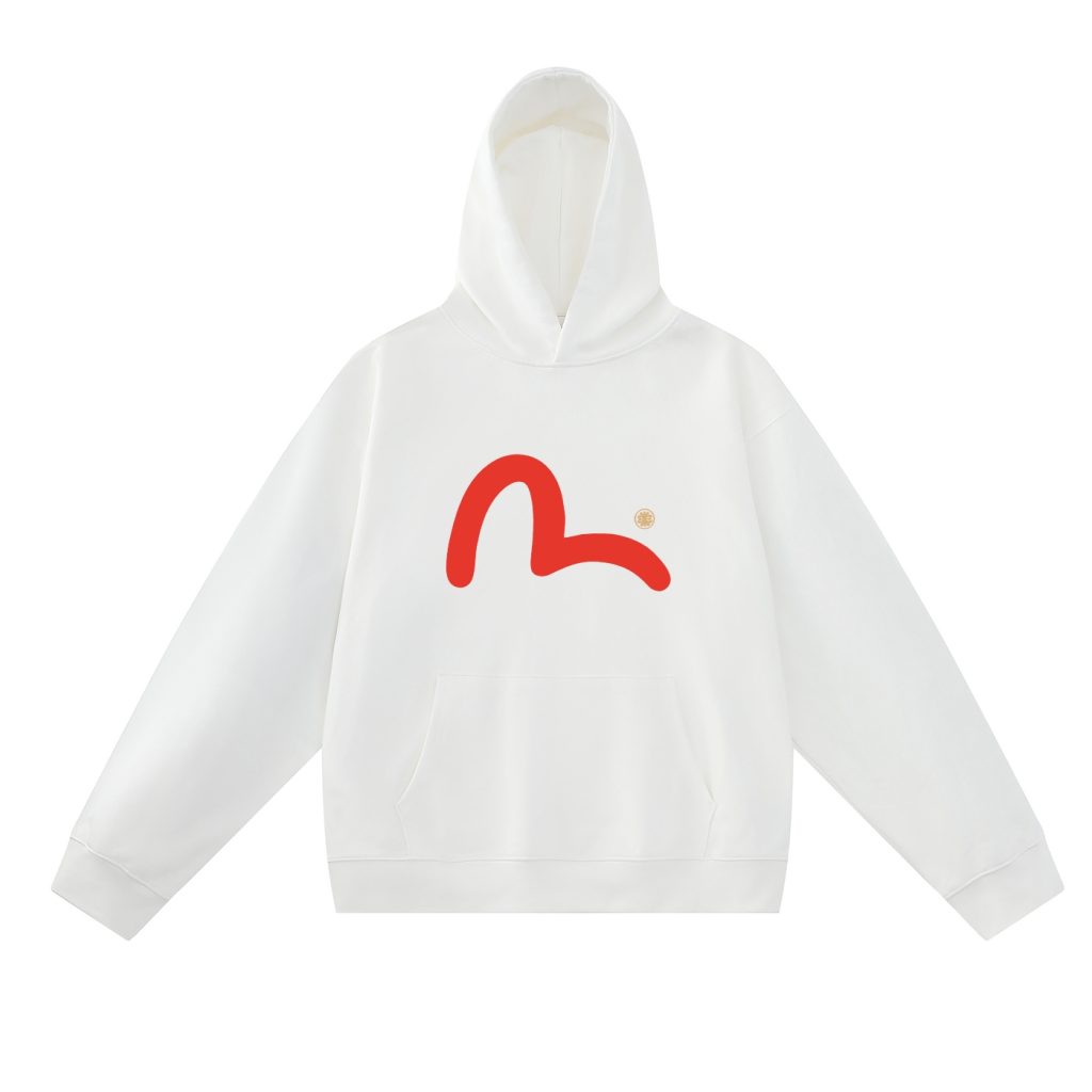 Evisu White Red Seagull Logo Hoodie OKZY20261334