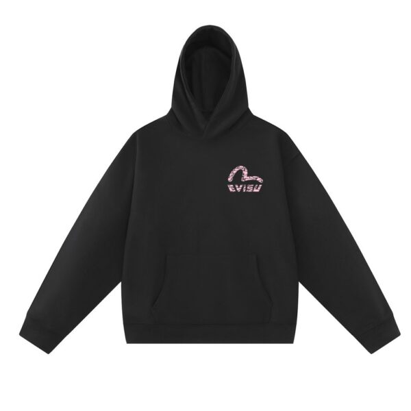 Evisu Black Pink Pattern Seagull Logo Hoodie OKZY20261335