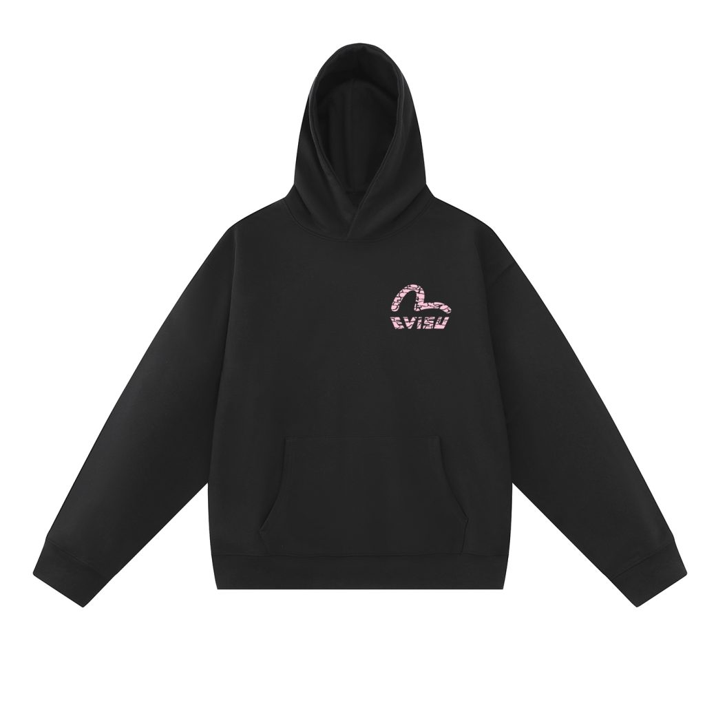 Evisu Black Pink Pattern Seagull Logo Hoodie OKZY20261335