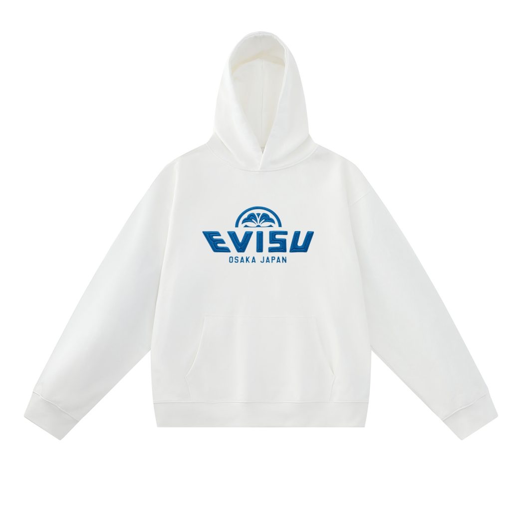 Evisu White Blue Evisu Osaka Logo Hoodie OKZY20261338