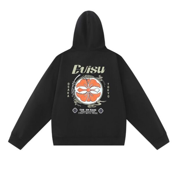Evisu Black Back Flower Graphic Hoodie OKZY20261341