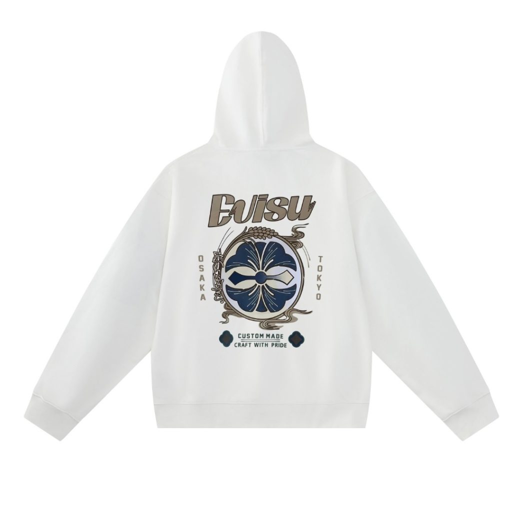Evisu White Back Flower Graphic Hoodie OKZY20261342