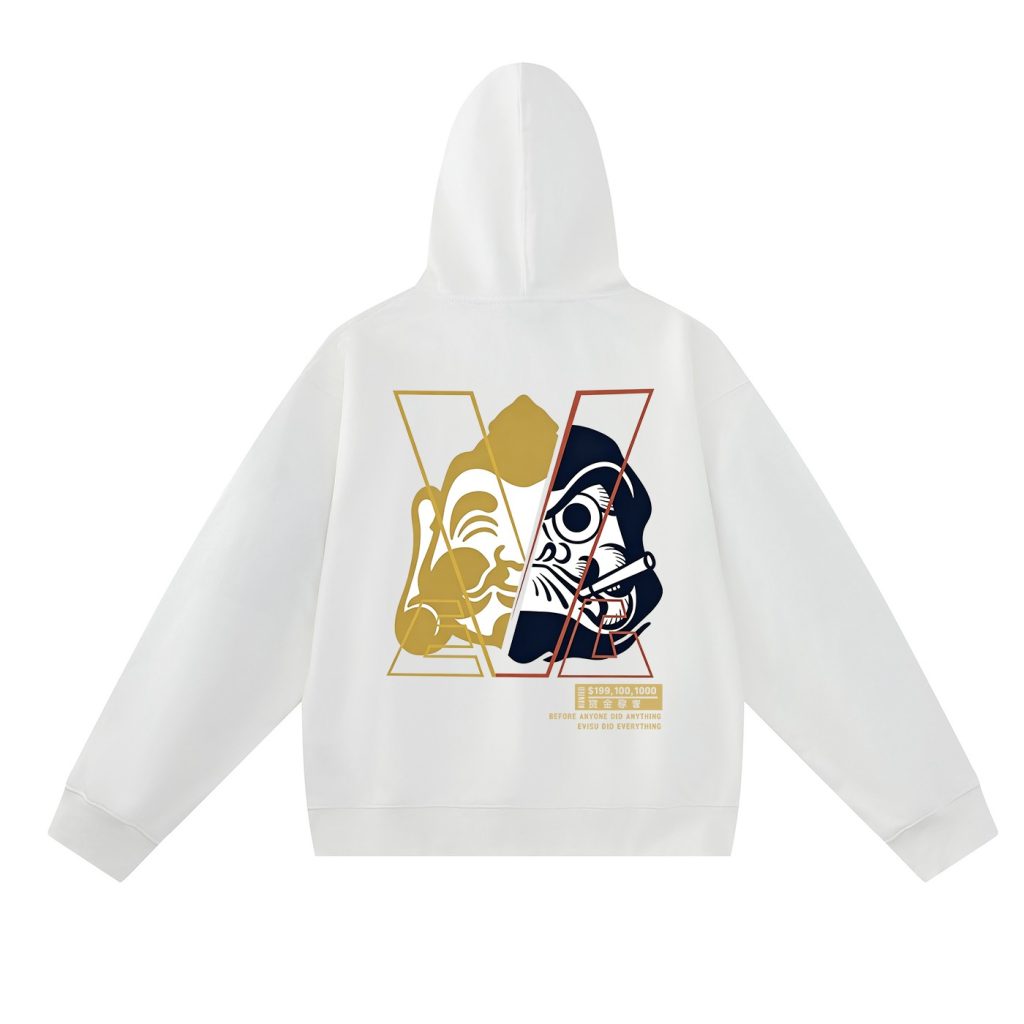 Evisu Black Back Daruma Mask Graphic Hoodie OKZY20261346