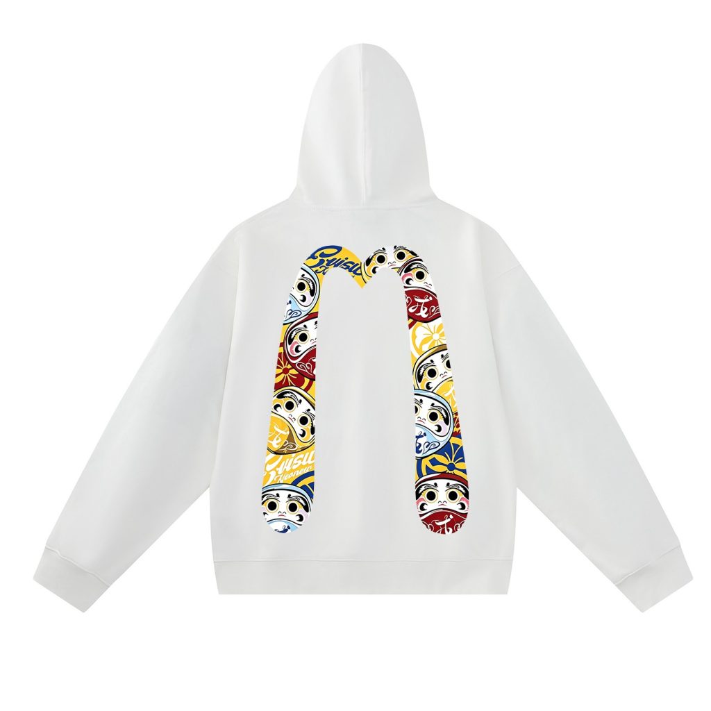 Evisu White Evisu Flower Circle Logo Hoodie OKZY20261350