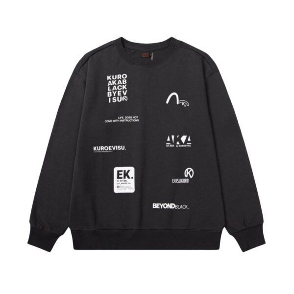 Evisu Black Multi Logo Print Crewneck Sweatshirt OKZY20261353