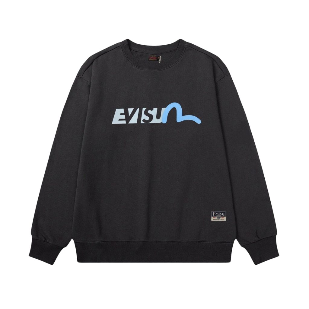 Evisu Black Two Tone Seagull Logo Crewneck Sweatshirt OKZY20261354