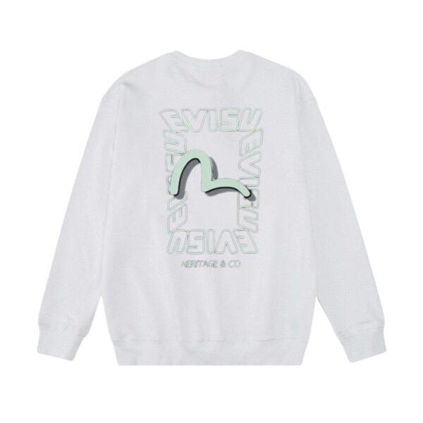 Evisu White Back Frame Seagull Graphic Crewneck Sweatshirt OKZY20261355