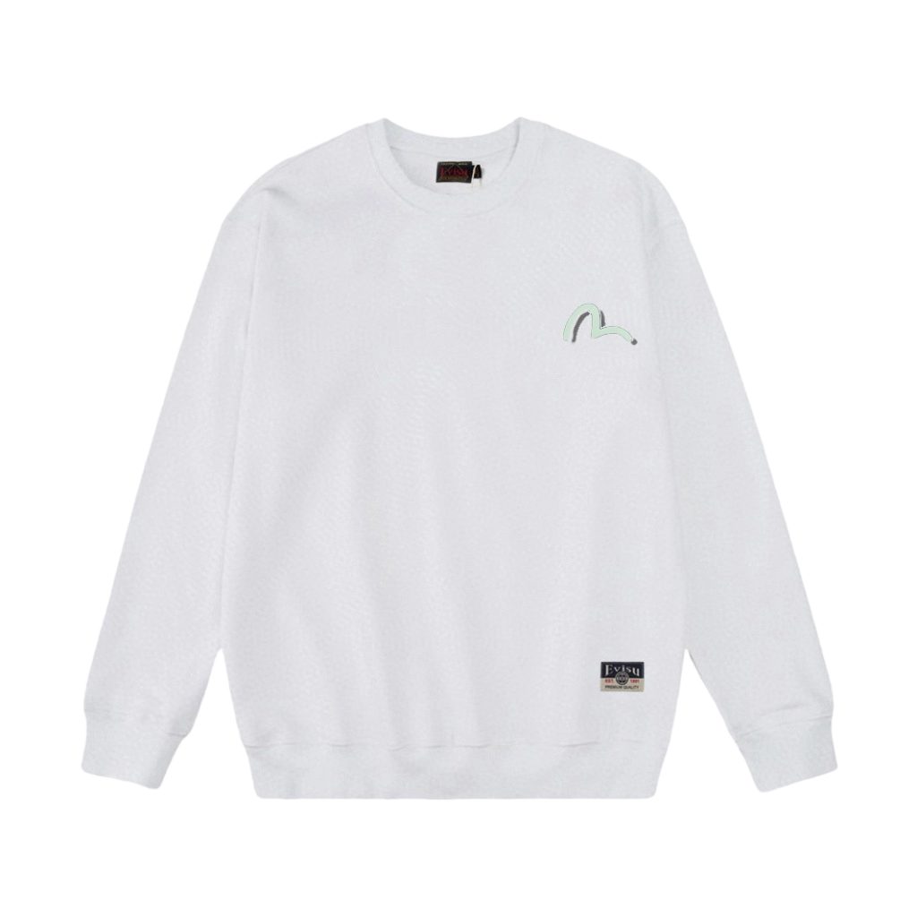 Evisu White Back Frame Seagull Graphic Crewneck Sweatshirt OKZY20261355