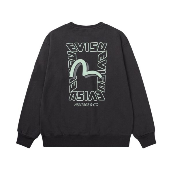 Evisu Black Back Frame Seagull Graphic Crewneck Sweatshirt OKZY20261356