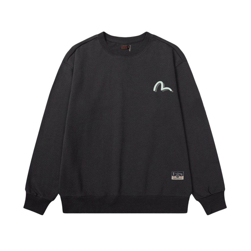 Evisu Black Back Frame Seagull Graphic Crewneck Sweatshirt OKZY20261356