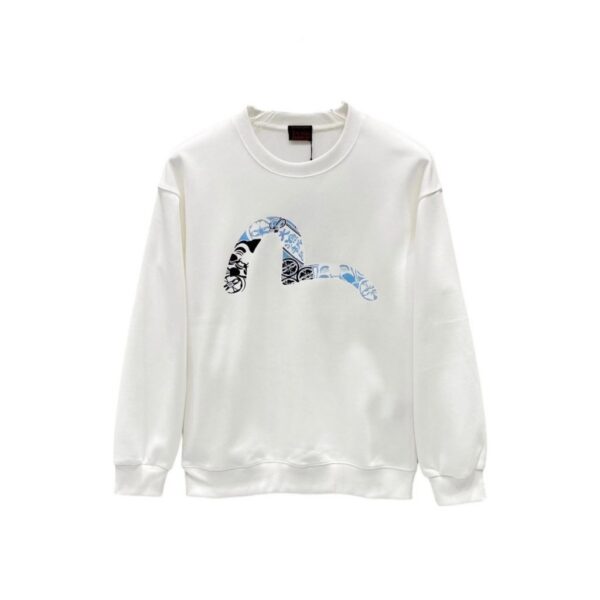 Evisu White Floral Pattern Seagull Crewneck Sweatshirt OKZY20261358