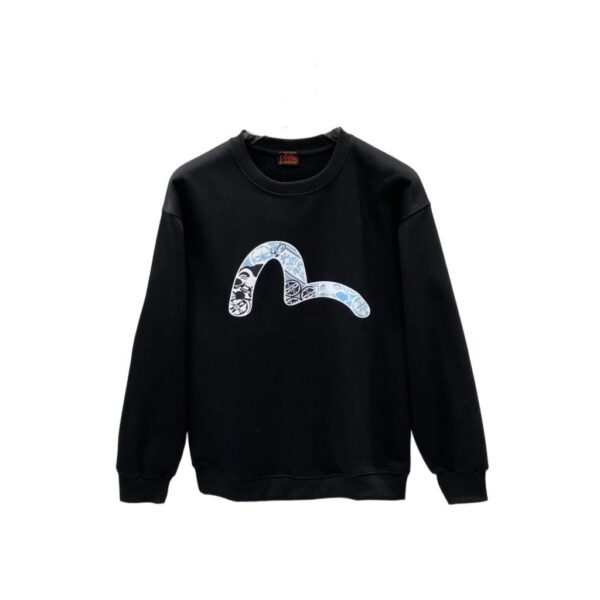 Evisu Black Floral Pattern Seagull Crewneck Sweatshirt OKZY20261359