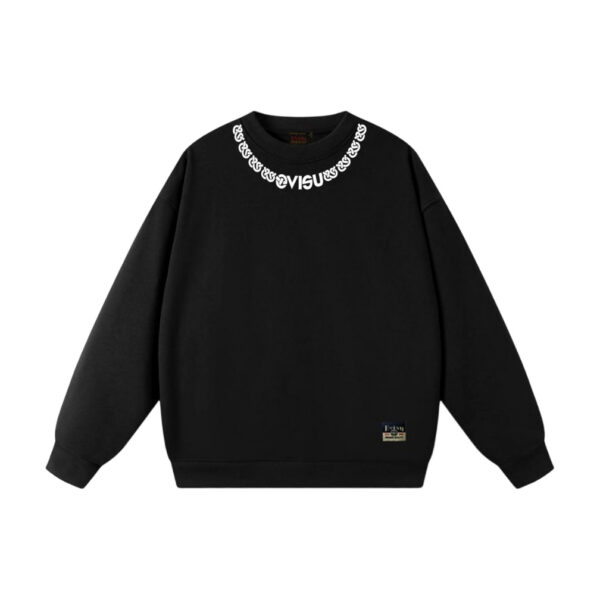 Evisu Black Neck Chain Logo Crewneck Sweatshirt OKZY20261360