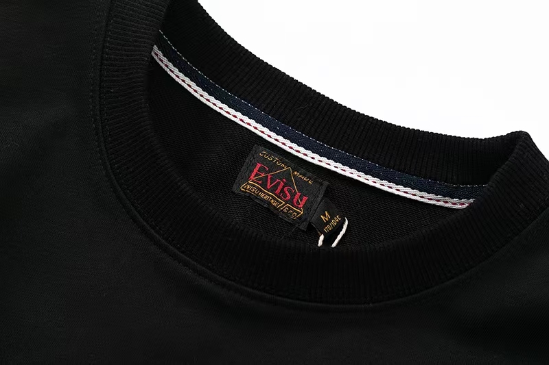 Evisu Black Front Logo Big M Back Print Crewneck Sweatshirt OKZY20261365