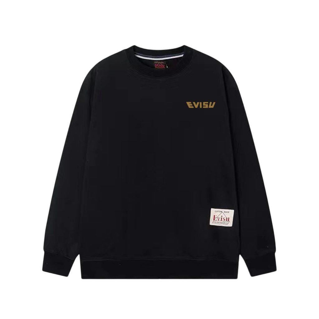 Evisu Black Golden Liquid Big M Logo Crewneck Sweatshirt OKZY20261366