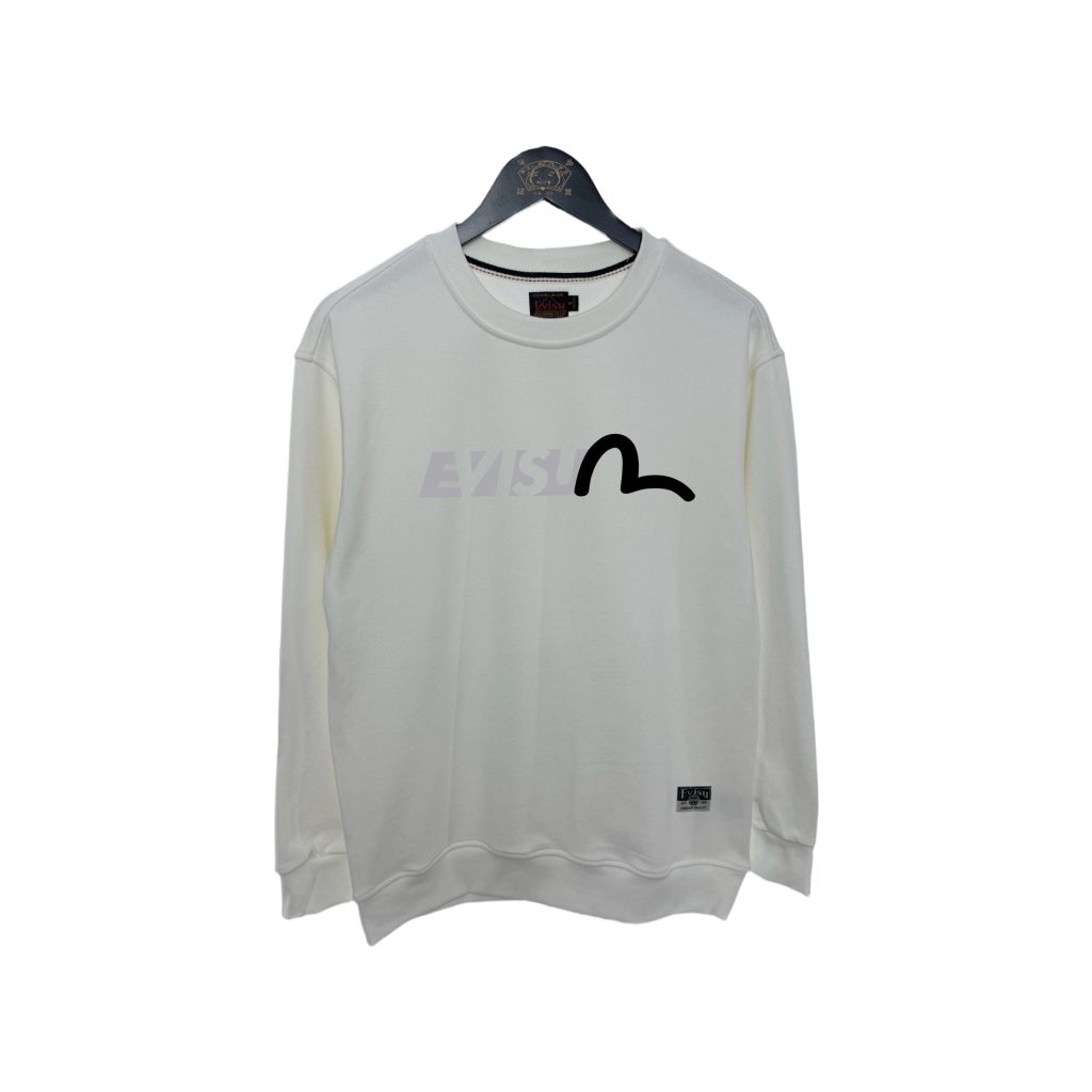Evisu White Small M Logo Crewneck Sweatshirt OKZY20261370