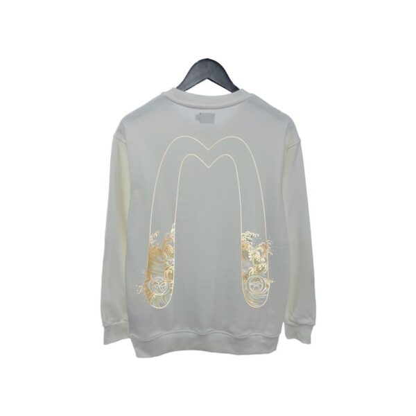 Evisu White Gold Wave Big M Outline Crewneck Sweatshirt OKZY20261371