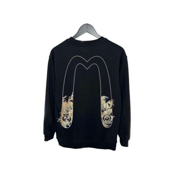 Evisu Black Gold Wave Big M Outline Crewneck Sweatshirt OKZY20261372