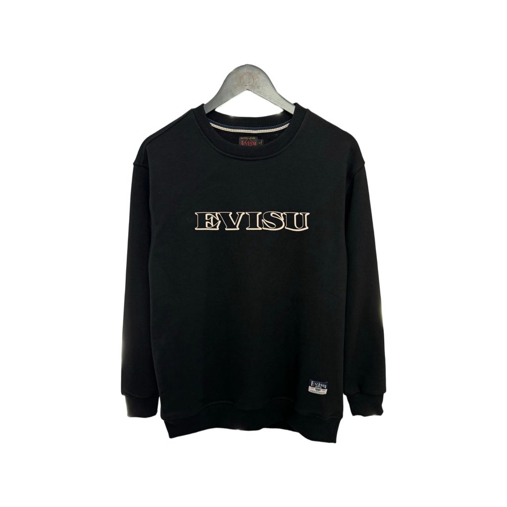 Evisu Black Gold Wave Big M Outline Crewneck Sweatshirt OKZY20261372