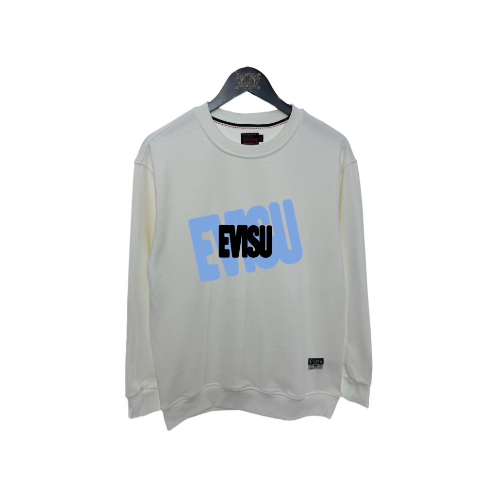 Evisu White Double Layer Logo Crewneck Sweatshirt OKZY20261373